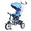 Kiddo Smart 4 in 1 Kids Children Trike Tricycle with Rotating Seat, Rear Brake and Sun Canopy (Blue) #1