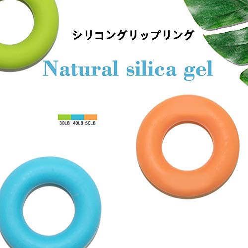 SHULLIN 3点セット ハンドグリップ シリカゲル 握力トレーニング ハンドエクササイズリング リング型 ハンドグリップ リハビリにも 筋力トレ リハビリ 指の強化 手の機能回復 3つの異なる強度レベル（グリーン+ブルー+オレンジ） 3枚目
