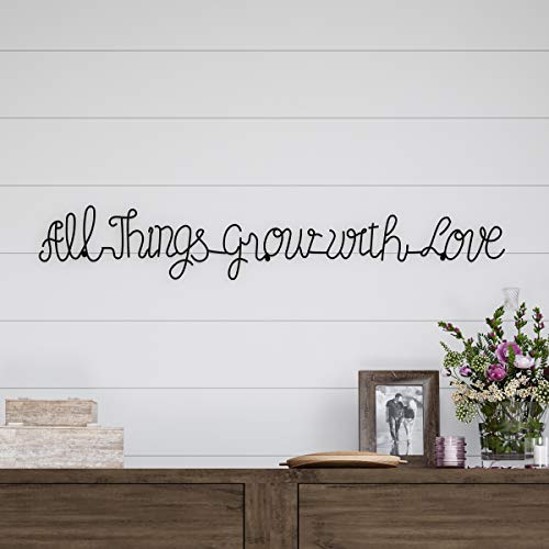 Lavish Home Metal Cutout-All Things Grow with Love Cursive Sign-3D Word Art Home Accent D?cor-Perfect for Modern Rustic or Vintage Farmhouse Style