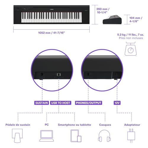 Yamaha Piaggero NP-15 Clavier numérique avec 61 touches et 15 voix instrumentales, léger et portable - Les Beatles, Paul McCartney, John Lennon, RIngo Starr, George Harrison Yamaha Piaggero NP-15 Clavier numérique avec 61 touches et 15 voix instrumentales, léger et portable – Image 7