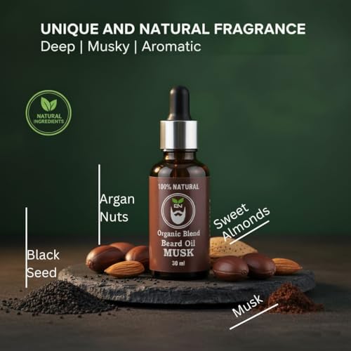 Evernook Organic Musk Beard Oil For Men – Beard Growth & Moisturising Formula With Argan, Jojoba & Castor Oils – Softens Facial Hair, Reduce Frizz – 30Ml - 4
