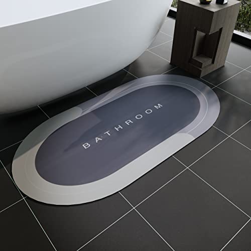 Deparnit Rubber Non-Slip Quick Dry Bathroom Rugs Super Absorbent Thin Bath Mat Fit Under Door, Fashion Washable Oval Bathroom Floor Rugs For Bathroom, Bathtub, Shower And Sink (24" X 48", Grey) #TOP2