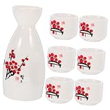Uonlytech Vasos y Jarra para Sake Japonés Creativa para Servir Vino para Uso Doméstico con Diseño Elegante y Superficie Esmerilada para Reuniones y Decoración