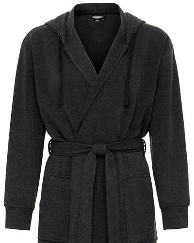 Alexander Del Rossa Sweatshirt Robes Men, Hooded Mens Robe With Hood And Pockets - Long Warm Men'S Bathrobe Dark Heathered Gray 2Xl thumb #1