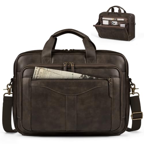 Image of RAINSMORE Messenger Bag for Men 16 inch Vintage PU Leather Laptop Briefcase