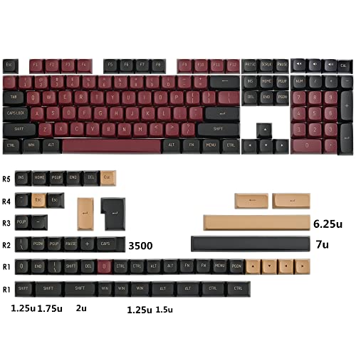 Image of Guffercty kred 160 Keys CSA Keycap PBT Double-Shot Ball Shape Custom Keycaps Set with 6.25u /7u Spacebar for ANSI & ISO Layout Cherry MX Gateron Kailh Switches (CSA Red Warrior)