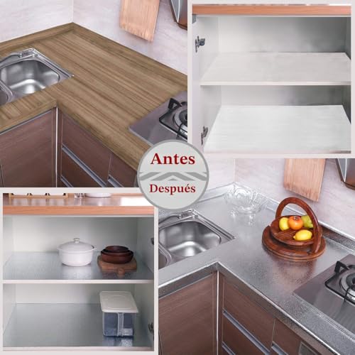 Miniatura 8 de Niviy Papel Adhesivo Aluminio Cocina Papel Pintado Autoadhesivo Aluminio Impermeable Prueba De Aceite Para Decorar Muebles Cocina 40x200cm
