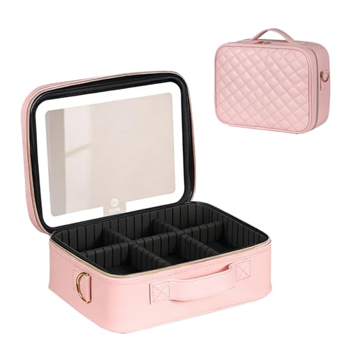 Trousse maquillage miroir LED 3 modes pour rangement pinceaux