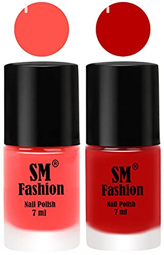 Image of Long Lasting Nail Polish | Nail Paint Combo 7 ml Each) - Set of 2 Baby Pink-Red