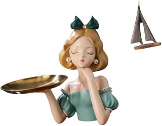 Resin Princess Sailing Boat Statue Key Holder Tray Modern Art Stylish Multipurpose Storage Tray Decorative Figurine Ornament for Living Room