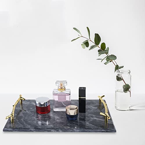 Highfree Marble Stone Decorative Tray With Gold Handles, Real Marble Tray, Handmade Jewellery Tray Catchall Tray Perfume Tray For Counter, Vanity, Dresser, Nightstand And Desk #TOP5