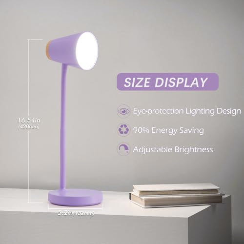 Image of EJIAXIN Desk Lamps for Home Office - Small LED Desk Lamp Touch Dimmable Reading Light for College Dorm Room - Adjustable Flexible Gooseneck Table Lamp for Bedside Bedroom Nightstand Purple