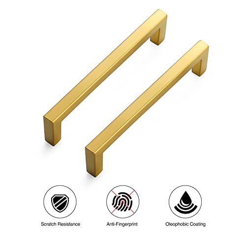 Image of Ravinte Gold Cabinet Handles Slim Cabinet Pulls, 5 Inch CC, 15 Pack | Slim Square Bar Grip, Smooth Drawer Pull Feel, Kitchen Cabinet Update, For Cupboards, Dressers, Drawers, Hardware Projects