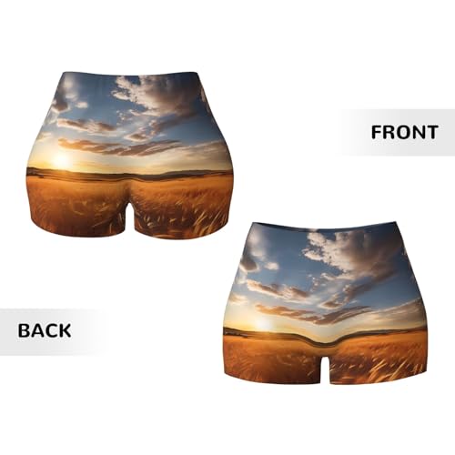 Millet Pattern Sports Shorts, high Elastic Slim Fitness Pants, Suitable for Yoga/Leisure/Daily wear3