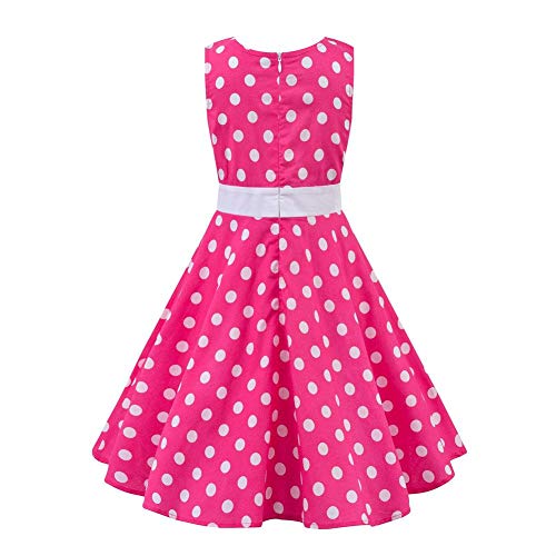 Kids Girls 50s Audrey Vintage Polka Dot Swing Party Rockabilly Dress Retro Peter Pan Doll Collar Wedding Casual Skater Dress2