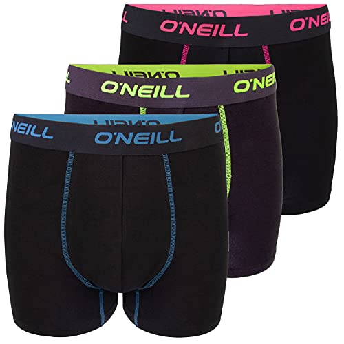 O'Neill Lot de 3 boxers de sport pour homme - Taille M L XL XXL - 95 % coton - Sans intervention - Noir, rouge, bleu, Noir fluo (7003p), L Cover