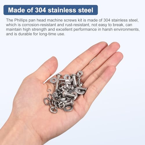 DTGN 280Pcs Machine Screws Assortment Kit, M4 Phillips Pan Head Nut and Bolt Assortment Kit - Image 4