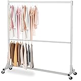 Simple Houseware Commercial Z Base Double Rod Garment Rack