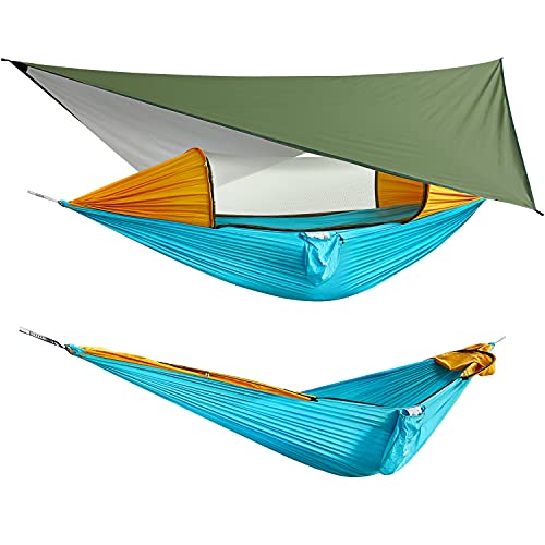 G4Free Large Camping Hammock With Mosquito Net And Rain Fly- 2 Person Portable Hammock With Bug Net And Tent Tarp, Hammock Tent For Outdoor Hiking Camping Backpacking Travel #TOP7