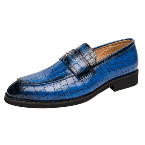 Men's Formal Shoes Dress Oxford Pu Leather Classic Slip-on Round Toe Party Non Slip Low Top Block Heel Anti-Slip Shoe