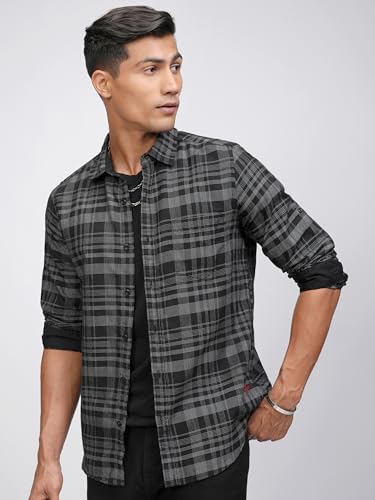 Image of Highlander Men's Slim Fit Casual Shirt | Checkered | Button Closure | Trendy, Breathable & Comtable All-Day Wear
