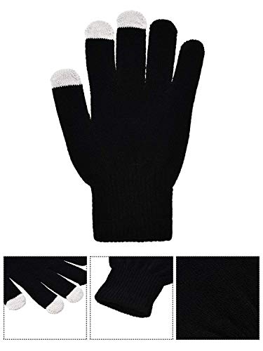 Image of Pangda 12 Pairs Winter Touch Screen Gloves for Men Women Stretch Knitted Texting Gloves Warm Windproof Solid Color Mittens