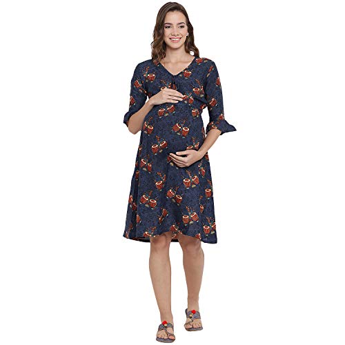 Image of Mine4Nine Women's Rayon A-Line Midi Casual Dress