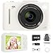 Bemkia 4K Digital Camera 48MP Compact FHD 64GB SD Card with 16X Zoom, Anti-Shake, 2.8" LCD - Portable Vlogging Camera for Kids & Beginners (White)