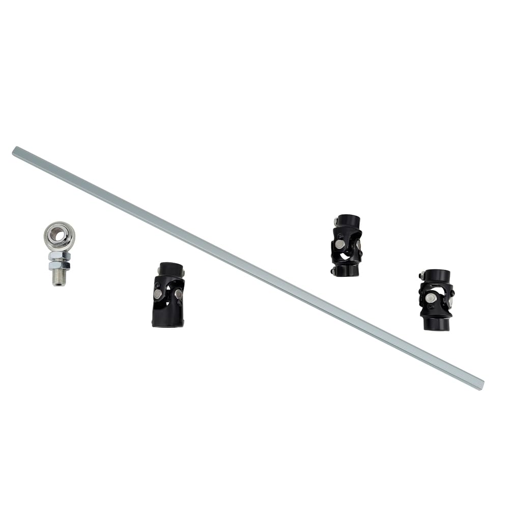 Universal Steering Box Black U Joint 36" Steel Steering Shaft + 3/4" Support Bearing/Heim for GM W/-30 Spline