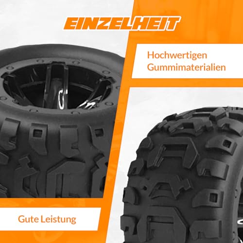 Sharplace 4X RC Autoreifen 1/16 1/12 1/14 RC Crawler Auto, Gummi Reifen, RC Car Rally Reifen, Ersatzautoteile Montage für 124018 124019 144001 124017 124016 für 16889 gebürstet bürstenlos, Schwarz