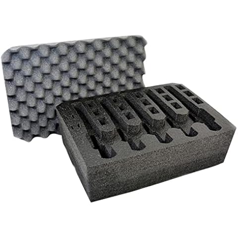 5 Pistol 18 Magazine Storage Foam Insert For V300 Vault Case By Pelican | 2 Piece Set Pre-Cut Military Grade Polyethylene Foam Base Insert And Lid Liner (Case Not Included) Cover