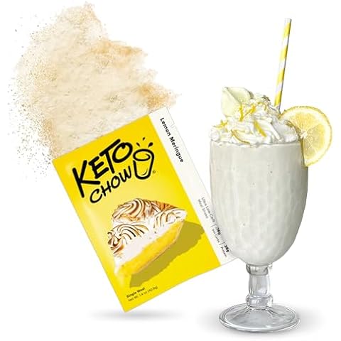 Keto Chow Lemon Meringue - Keto Meal Replacement Shake Powder - Nutritionally Complete - Low Carb - Delicious Easy Meal Substitute - Protein Rich You Choose The Fat - Single Meal Sample Cover