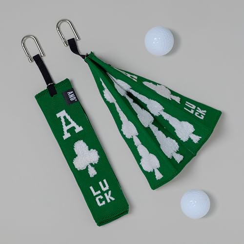Image of ANDGOLF Pleats Ball Towel, Use to Wash My Ball and Club, Best Choice for Golf Gifts, Embroidered Golf Towels, Clip for Bags /Pants /Skirts, Durable Elastic Band, Colorful Fashion Golf Item (Green)
