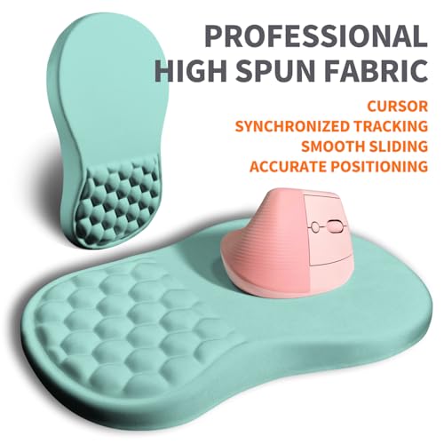 Image of Ergonomic Joint Wrist Support Mouse Pad with Memory Foam Cushion Massage Bump, Carpal Tunnel Pain Relief Mousepad Slope Design for Wrist Rest, 11.8x7.9 in, LightBlue