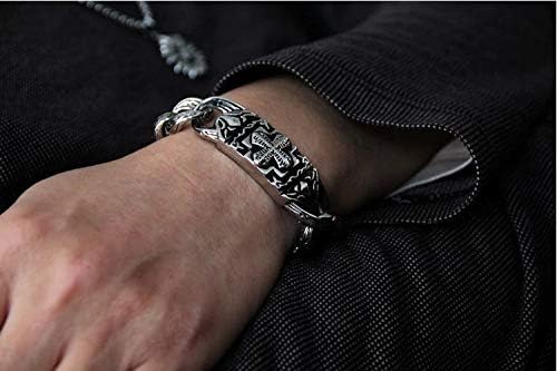 Men's 316 Stainless Steel Cross Bracelet Tribal Tattoo Design 8.26" Vintage Identity Statement Jewelry - Image 5
