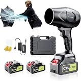 Cordless Leaf Blower - 21V Electric Handheld Leaf Blower with 2×4.0Ah Batteries & Fast Charger - Lightweight for Patio, Lawn, Yard, Deck Cleaning - Carbon Black