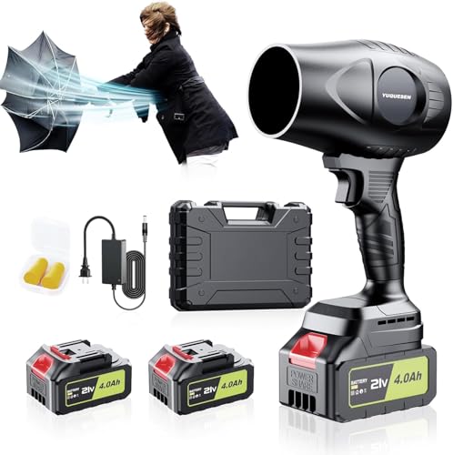 Cordless Leaf Blower - 21V Electric Handheld Leaf Blower with 2×4.0Ah Batteries & Fast Charger - Lightweight for Patio, Lawn, Yard, Deck Cleaning - Carbon Black