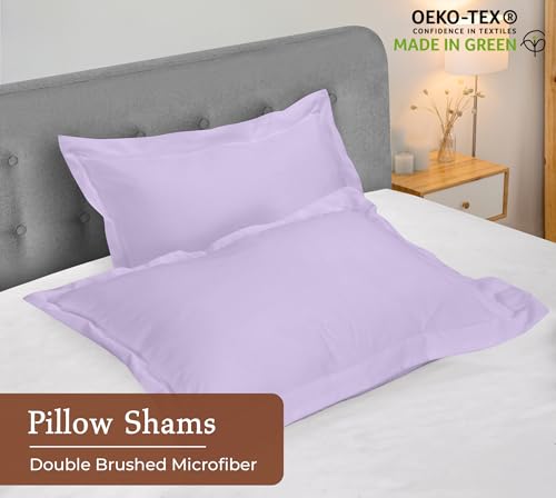 Image of Royale Linens Pillow Shams 2 Pack Standard Size 20x26 Inch - 1800 Microfiber - Bed Pillow Shams, Wrinkle Resistant Super Soft and Cozy - Back Overlap Closure - Oxford Pillowcase (Standard, Lavender)