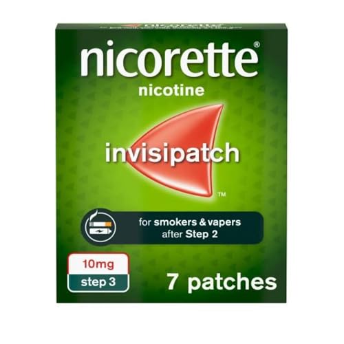Nicorette InvisiPatch Nicotine Patches Step 3 10mg 7 count Effective and discreet Stop Smoking and Stop Vaping Aid Nicotine Patches to Beat Cravings & Withdrawal Symptoms (Quit Smoking or Vaping)