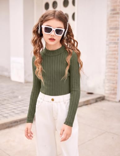 Image of Arshiner Girls Half Turtleneck Long Sleeve Knit Slim Sweater Pullover Tops