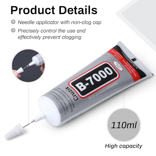 Image of B7000 Jewelry Bead Glue for Jewelry Making, Crystal Clear Glue 3.7 fl oz B7000+Plus Multipurpose Super Adhesive Glue for Rhinestone Crafts Fabric Metal Stone Nail Art Wood Glass (110 ml / 3.7oz)