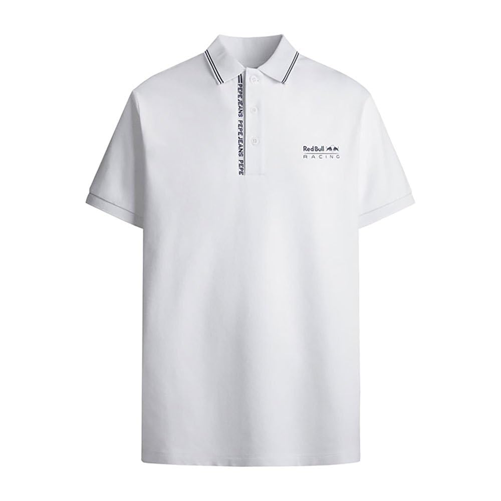 Red Bull Racing X Pepe Jeans Men's RBR Tipped Logo Polo Polo, White (White), M