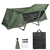 Yescom Single Tent Cot Folding Portable Waterproof Camping Hiking Bed Rain Fly Bag, Green