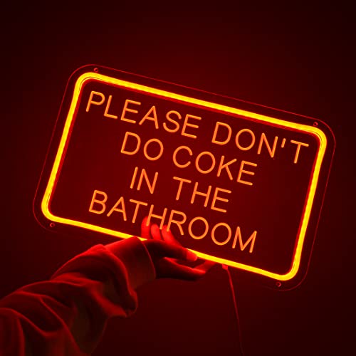 Planzo Please Don't Do Coke In The Bathroom Red Led Neon Sign Usb Home Bedroom Bathroom Game Room Bar Store Wall Decor Sign Birthday Party Christmas Gifts 5V 15.75" X 9.84" Indoors #TOP4