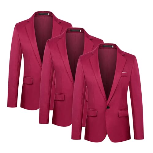 3 Pack Men's Blazers Suit Jacket Business Dressy One Button Pockets Slim Fit Suit Coat Wedding Outfits Jacket