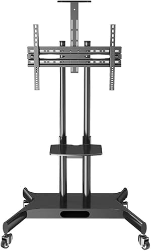 OLSKFUH Mobile Tv Stand, Rolling Tv Stand, Mobile Tv Cart, Tv Stand Mobile Trolley Cart Double Tray Shelves,