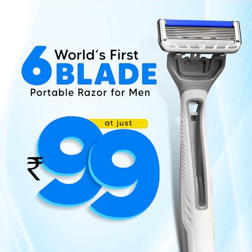 Image of LetsShave Pro 6 Portable Starter Kit for Men | World's First 6-Blade Disposable Razor with, 2 Transparent Shave Gel (15ml) & 1 After Shave Balm (30ml) | Travel Grooming Kit for Smooth Shave