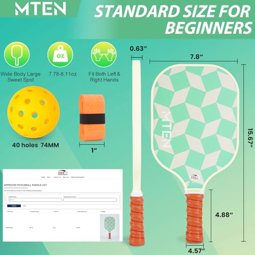Image of MTEN Pickleball Paddles Set of 2 /4 /1, USAPA Approved Fiberglass Rackets