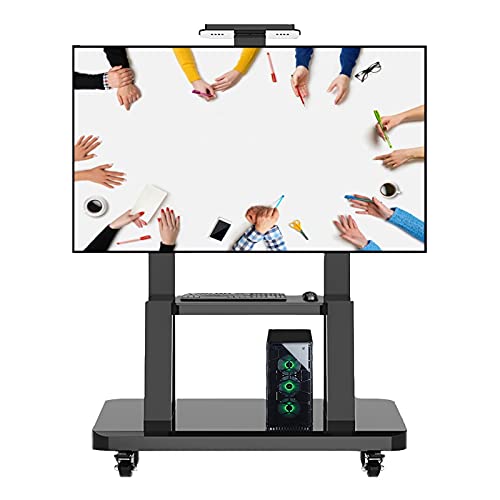 Soporte de TV de pie para 65+ pulgadas con bandeja y ruedas miniatura 1
