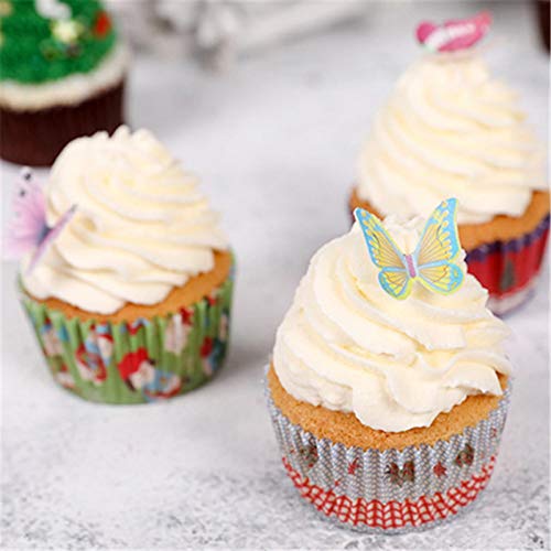 Interesty Edible Flowers 100 Pieces Butterfly Flower Shape Cake Baking Decoration Glutinous Edible Rice Paper Wafer Paper Cake Dessert Toppers for Birthday Party Wedding Baby Shower Decoration